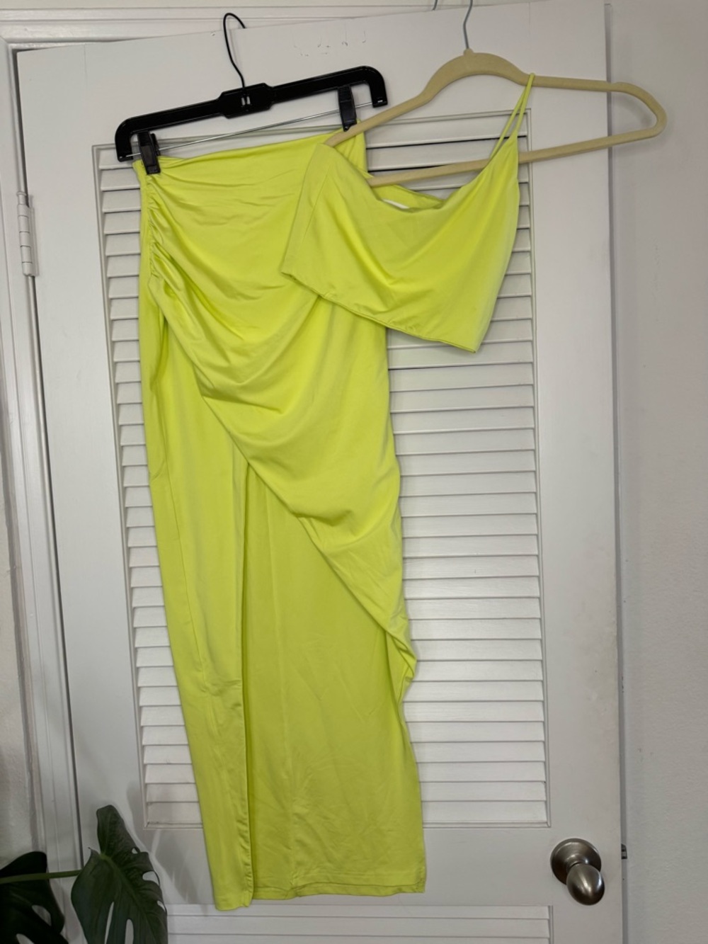superdown Neon Lime Skirt and Off Shoulder Set